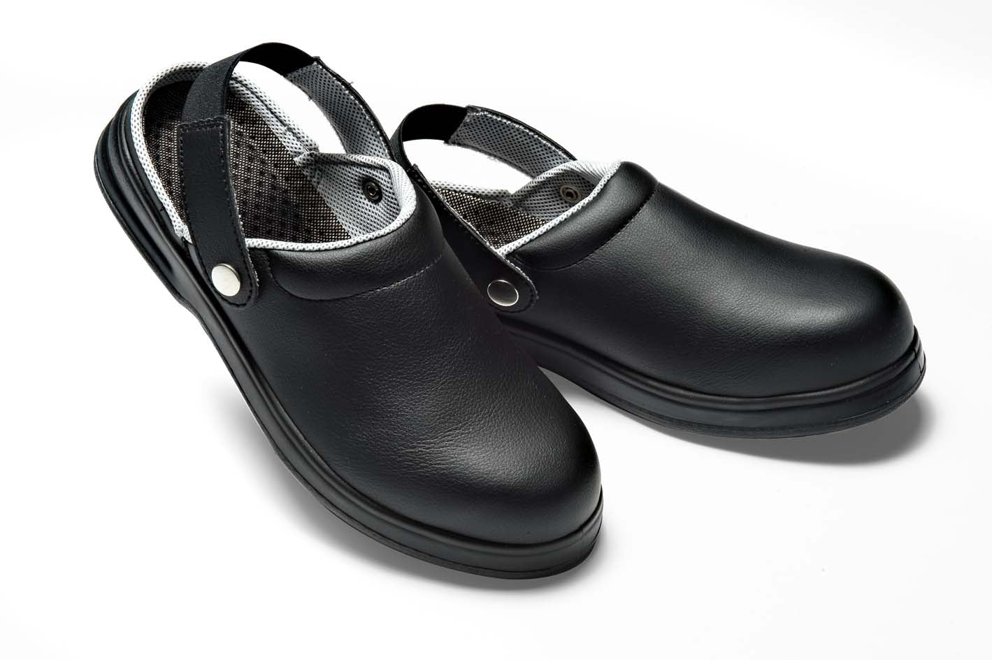 Zoccolo Cuoco con Puntale in Acciaio Nero - Antiscivolo e Antinfortunistico