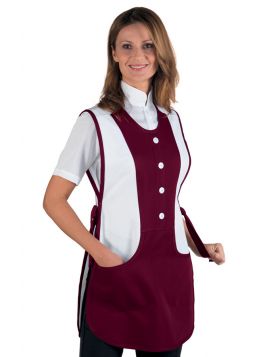 Cleaning tunic Kingston, BORDEAUX AND WHITE DACRON