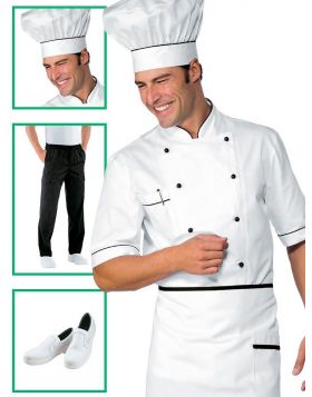 Divisa cuoco completa - giacca Alicante dettagli neri