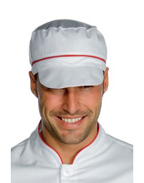 Chef hat Charly with net WHITE AND RED
