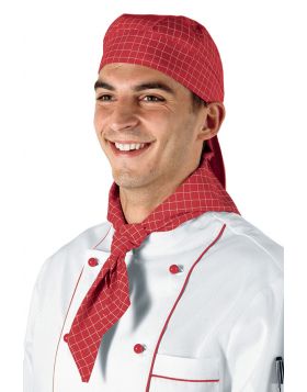 Chef bandana hat WAITER PINSTRIPE RED