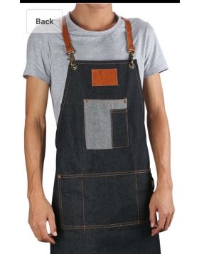 Adjustable waiter apron with jeans inserts and leather laces